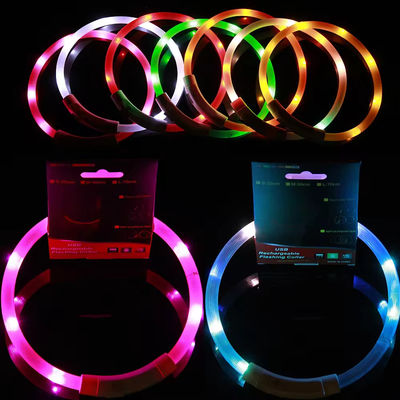 Silicone Waterproof LED Dog Collar Rechargeable USB Flashing Dog Collar Customized