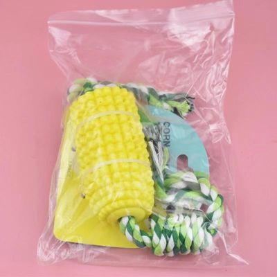 Eco Friendly Dog Treat Dispensing Toy Latex Dog Toothbrush Chew Toy With Cotton Rope
